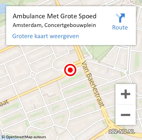 Locatie op kaart van de 112 melding: Ambulance Met Grote Spoed Naar Amsterdam, Concertgebouwplein op 18 november 2018 13:55
