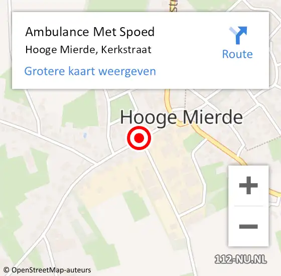 Locatie op kaart van de 112 melding: Ambulance Met Spoed Naar Hooge Mierde, Kerkstraat op 18 november 2018 14:18