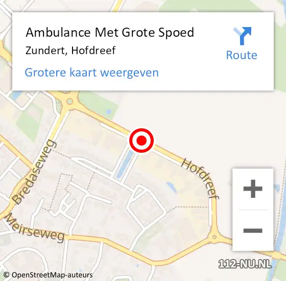 Locatie op kaart van de 112 melding: Ambulance Met Grote Spoed Naar Zundert, Hofdreef op 18 november 2018 16:22