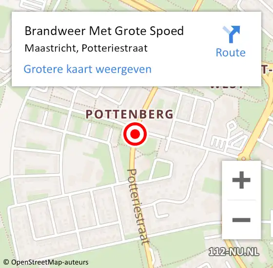 Locatie op kaart van de 112 melding: Brandweer Met Grote Spoed Naar Maastricht, Potteriestraat op 19 november 2018 10:13