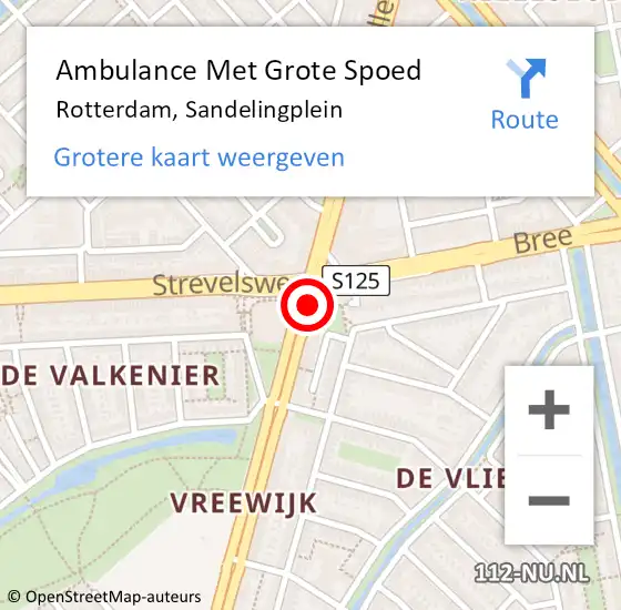 Locatie op kaart van de 112 melding: Ambulance Met Grote Spoed Naar Rotterdam, Sandelingplein op 19 november 2018 11:19