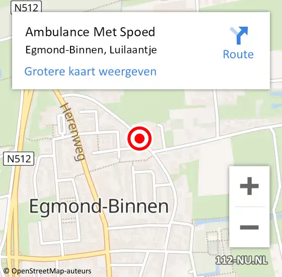 Locatie op kaart van de 112 melding: Ambulance Met Spoed Naar Egmond-Binnen, Luilaantje op 19 november 2018 13:44