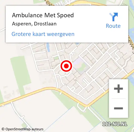 Locatie op kaart van de 112 melding: Ambulance Met Spoed Naar Asperen, Drostlaan op 19 november 2018 18:07