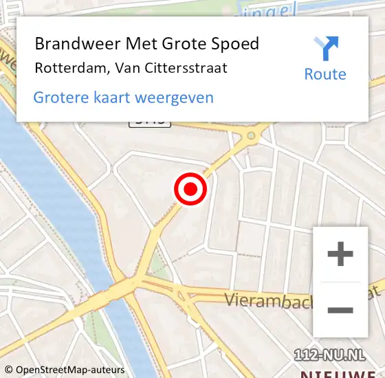 Locatie op kaart van de 112 melding: Brandweer Met Grote Spoed Naar Rotterdam, Van Cittersstraat op 19 november 2018 18:59