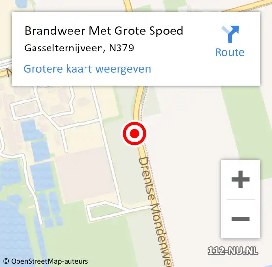 Locatie op kaart van de 112 melding: Brandweer Met Grote Spoed Naar Gasselternijveen, N379 op 19 november 2018 20:05