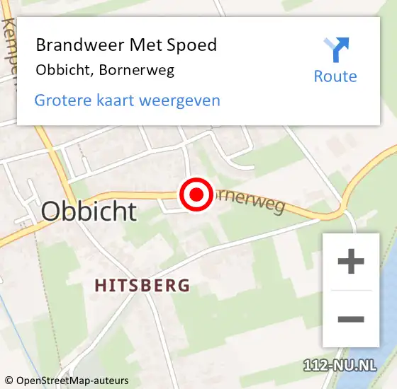 Locatie op kaart van de 112 melding: Brandweer Met Spoed Naar Obbicht, Bornerweg op 19 november 2018 20:30