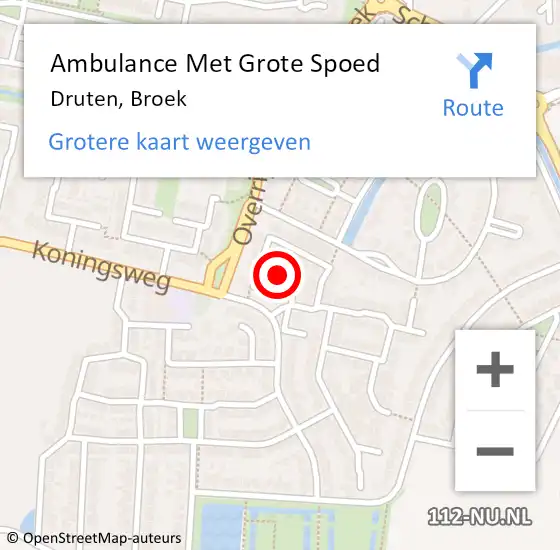 Locatie op kaart van de 112 melding: Ambulance Met Grote Spoed Naar Druten, Broek op 19 november 2018 23:32