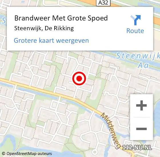 Locatie op kaart van de 112 melding: Brandweer Met Grote Spoed Naar Steenwijk, De Rikking op 20 november 2018 06:41