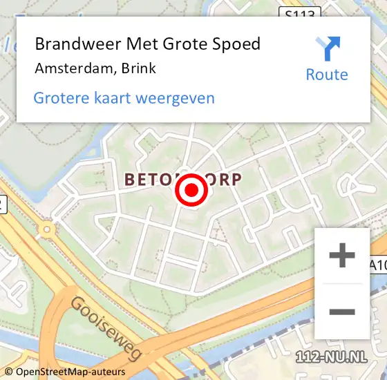 Locatie op kaart van de 112 melding: Brandweer Met Grote Spoed Naar Amsterdam, Brink op 20 november 2018 09:54