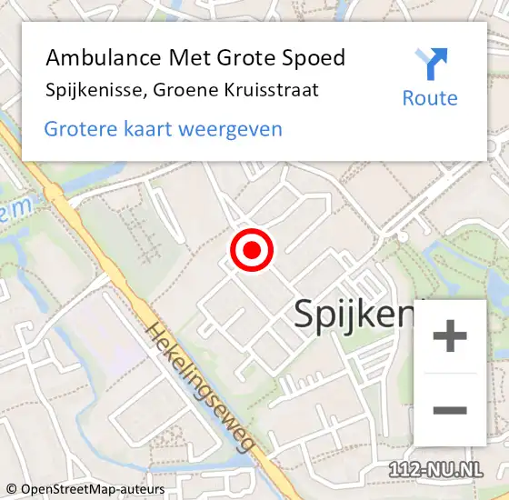 Locatie op kaart van de 112 melding: Ambulance Met Grote Spoed Naar Spijkenisse, Groene Kruisstraat op 20 november 2018 12:12