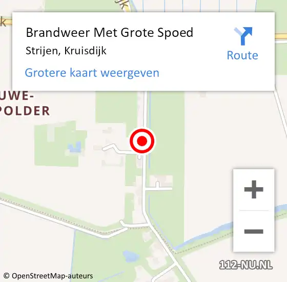 Locatie op kaart van de 112 melding: Brandweer Met Grote Spoed Naar Strijen, Kruisdijk op 20 november 2018 12:33