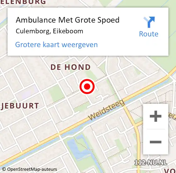 Locatie op kaart van de 112 melding: Ambulance Met Grote Spoed Naar Culemborg, Eikeboom op 20 november 2018 12:53