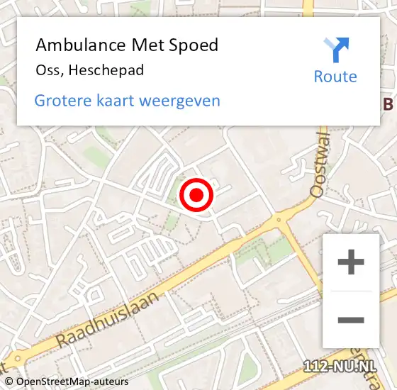 Locatie op kaart van de 112 melding: Ambulance Met Spoed Naar Oss, Heschepad op 20 november 2018 14:26
