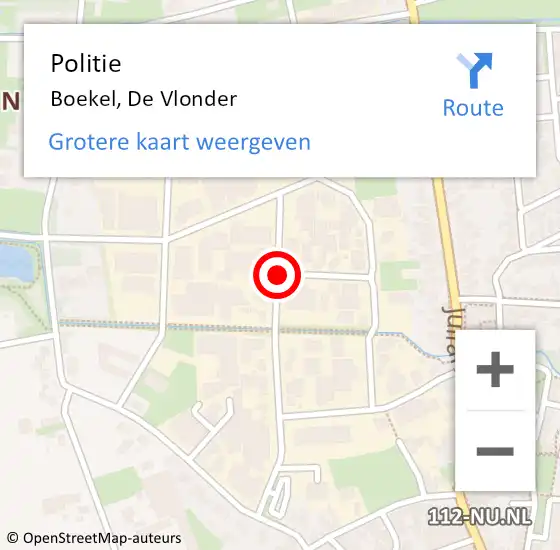 Locatie op kaart van de 112 melding: Politie Boekel, De Vlonder op 20 november 2018 15:25