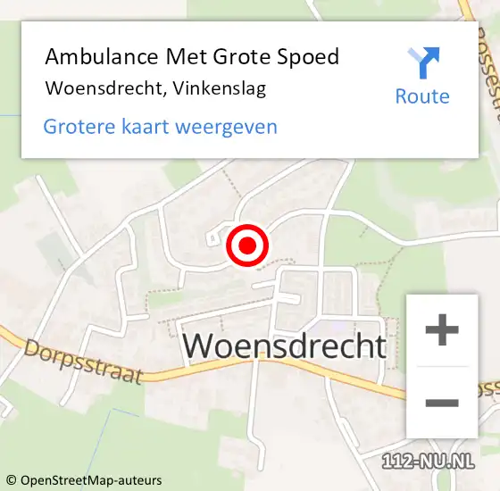 Locatie op kaart van de 112 melding: Ambulance Met Grote Spoed Naar Woensdrecht, Vinkenslag op 20 november 2018 15:39