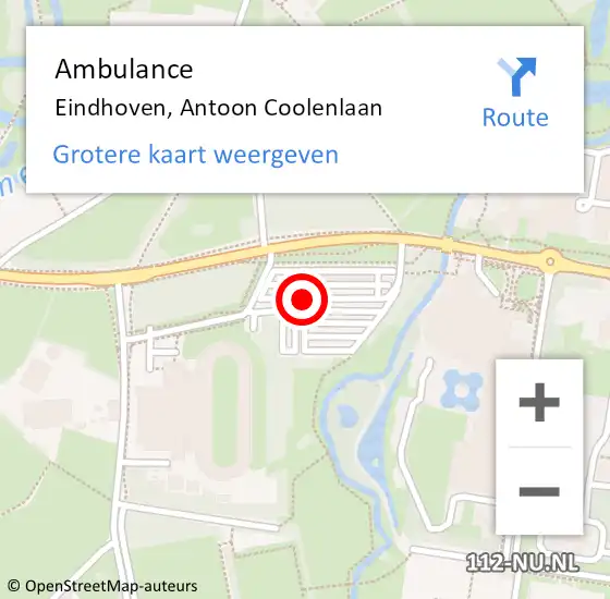 Locatie op kaart van de 112 melding: Ambulance Eindhoven, Antoon Coolenlaan op 20 november 2018 16:41