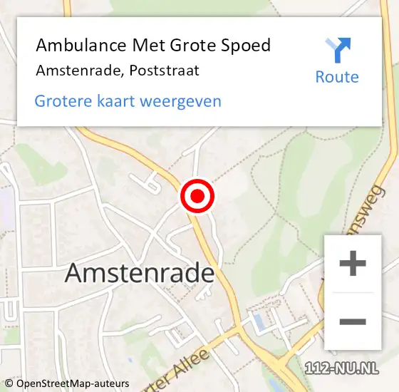 Locatie op kaart van de 112 melding: Ambulance Met Grote Spoed Naar Amstenrade, Poststraat op 15 maart 2014 09:19