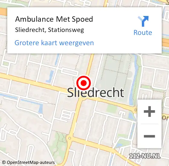 Locatie op kaart van de 112 melding: Ambulance Met Spoed Naar Sliedrecht, Stationsweg op 20 november 2018 20:58