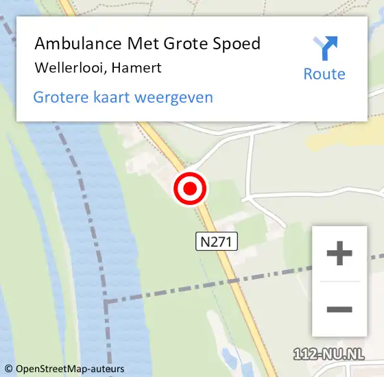 Locatie op kaart van de 112 melding: Ambulance Met Grote Spoed Naar Wellerlooi, Hamert op 21 november 2018 08:55