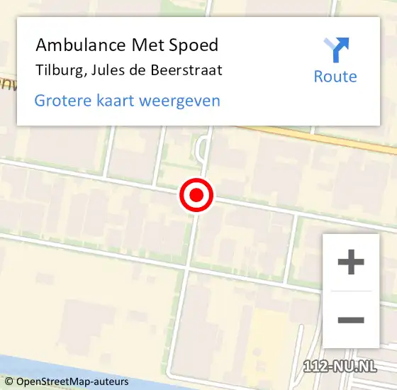 Locatie op kaart van de 112 melding: Ambulance Met Spoed Naar Tilburg, Jules de Beerstraat op 21 november 2018 09:20