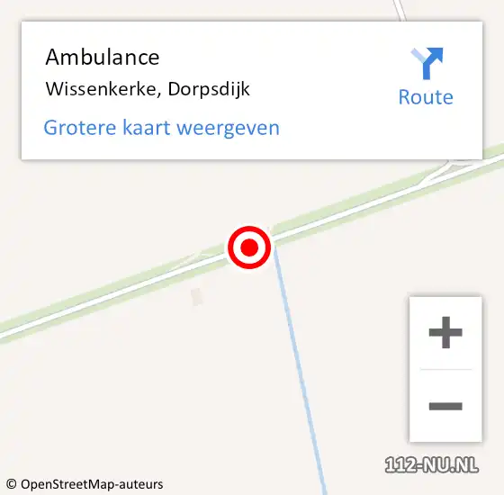 Locatie op kaart van de 112 melding: Ambulance Wissenkerke, Dorpsdijk op 21 november 2018 09:29