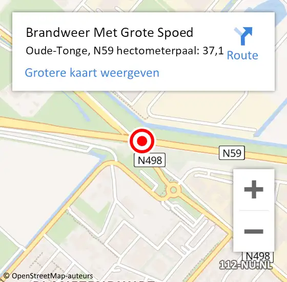Locatie op kaart van de 112 melding: Brandweer Met Grote Spoed Naar Oude-Tonge, N59 hectometerpaal: 47,7 op 21 november 2018 10:38
