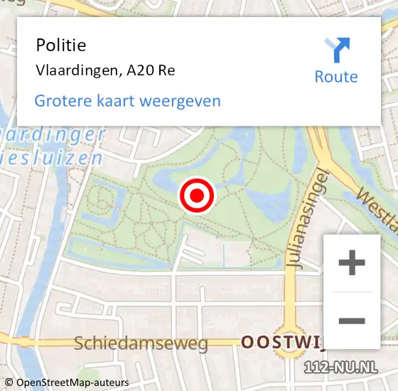 Locatie op kaart van de 112 melding: Politie Vlaardingen, Zevenmanshaven Oost op 21 november 2018 12:32