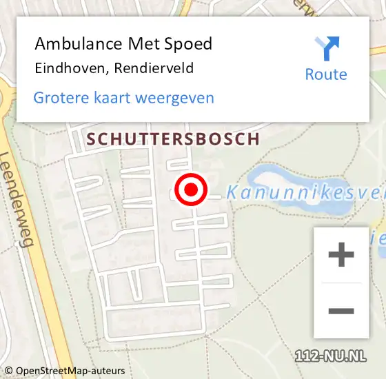 Locatie op kaart van de 112 melding: Ambulance Met Spoed Naar Eindhoven, Rendierveld op 21 november 2018 13:00