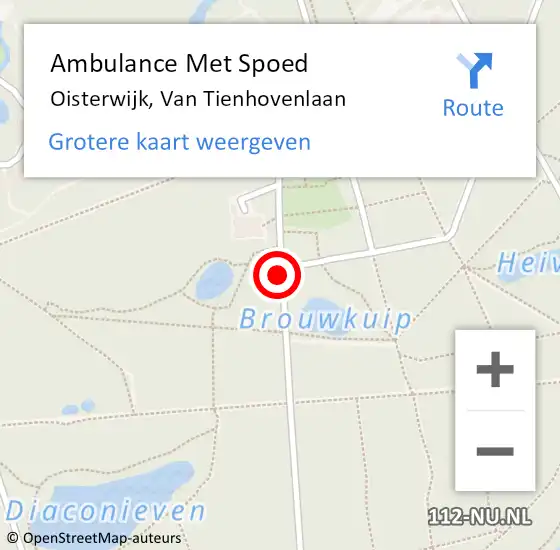Locatie op kaart van de 112 melding: Ambulance Met Spoed Naar Oisterwijk, Van Tienhovenlaan op 21 november 2018 13:20