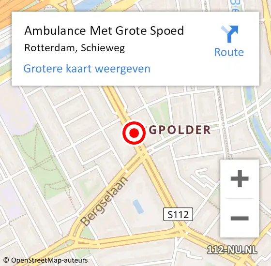 Locatie op kaart van de 112 melding: Ambulance Met Grote Spoed Naar Rotterdam, Schieweg op 21 november 2018 13:49