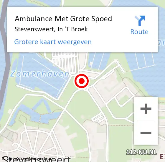 Locatie op kaart van de 112 melding: Ambulance Met Grote Spoed Naar Stevensweert, In 't Broek op 21 november 2018 16:18