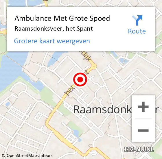 Locatie op kaart van de 112 melding: Ambulance Met Grote Spoed Naar Raamsdonksveer, het Spant op 21 november 2018 16:37