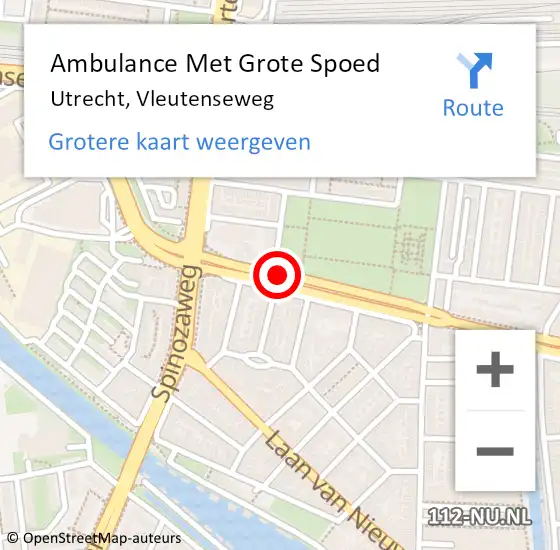 Locatie op kaart van de 112 melding: Ambulance Met Grote Spoed Naar Utrecht, Vleutenseweg op 21 november 2018 16:43
