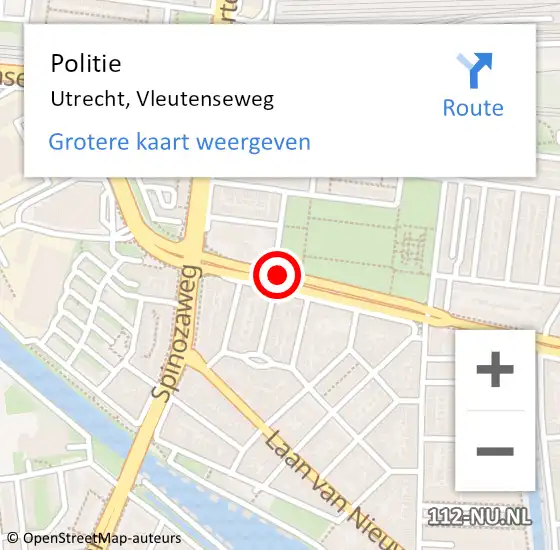 Locatie op kaart van de 112 melding: Politie Utrecht, Vleutenseweg op 21 november 2018 16:43