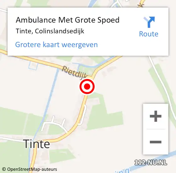 Locatie op kaart van de 112 melding: Ambulance Met Grote Spoed Naar Tinte, Colinslandsedijk op 21 november 2018 17:19