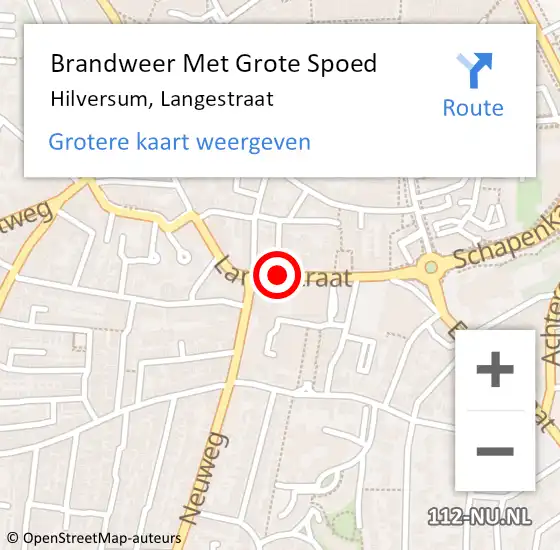 Locatie op kaart van de 112 melding: Brandweer Met Grote Spoed Naar Hilversum, Langestraat op 21 november 2018 18:19