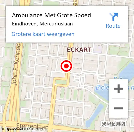 Locatie op kaart van de 112 melding: Ambulance Met Grote Spoed Naar Eindhoven, Mercuriuslaan op 21 november 2018 18:45