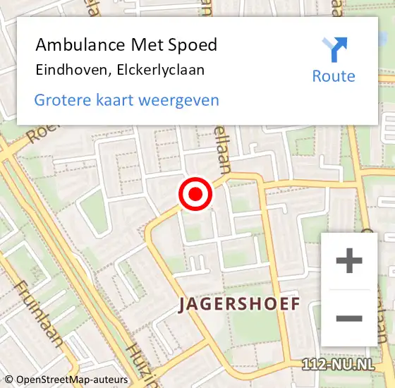 Locatie op kaart van de 112 melding: Ambulance Met Spoed Naar Eindhoven, Elckerlyclaan op 21 november 2018 19:47