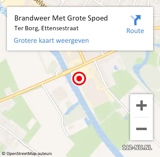 Locatie op kaart van de 112 melding: Brandweer Met Grote Spoed Naar Ter Borg, Ettensestraat op 25 september 2013 13:47