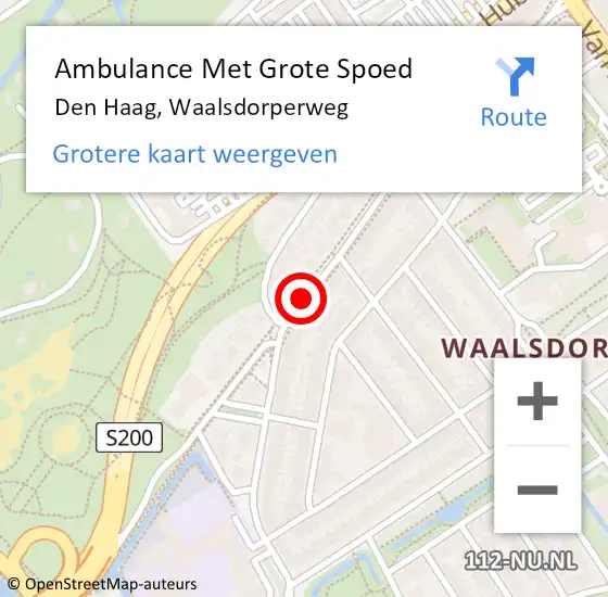 Locatie op kaart van de 112 melding: Ambulance Met Grote Spoed Naar Den Haag, Waalsdorperweg op 21 november 2018 23:53