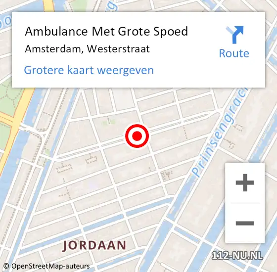 Locatie op kaart van de 112 melding: Ambulance Met Grote Spoed Naar Amsterdam, Westerstraat op 22 november 2018 01:34