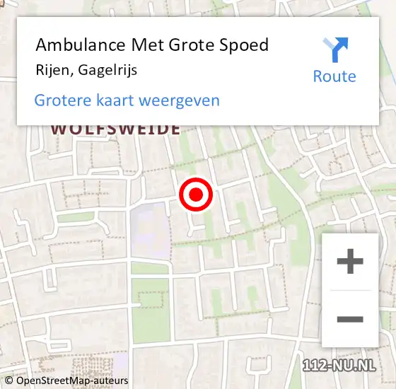 Locatie op kaart van de 112 melding: Ambulance Met Grote Spoed Naar Rijen, Gagelrijs op 22 november 2018 03:33