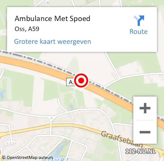 Locatie op kaart van de 112 melding: Ambulance Met Spoed Naar Oss, A59 op 22 november 2018 08:13