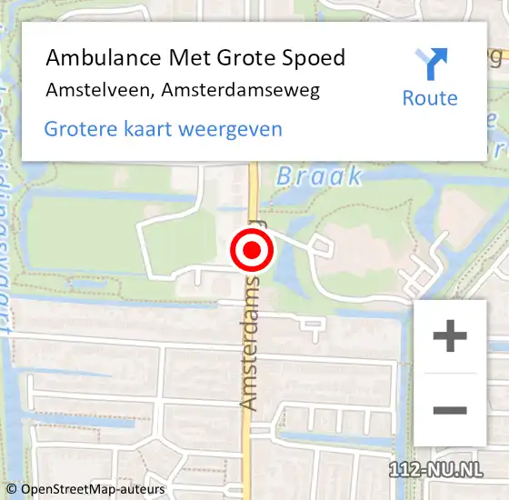 Locatie op kaart van de 112 melding: Ambulance Met Grote Spoed Naar Amstelveen, Amsterdamseweg op 22 november 2018 11:34