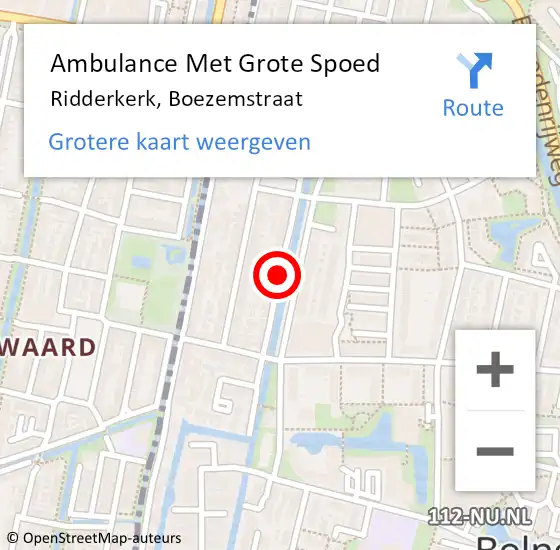 Locatie op kaart van de 112 melding: Ambulance Met Grote Spoed Naar Ridderkerk, Boezemstraat op 22 november 2018 12:05