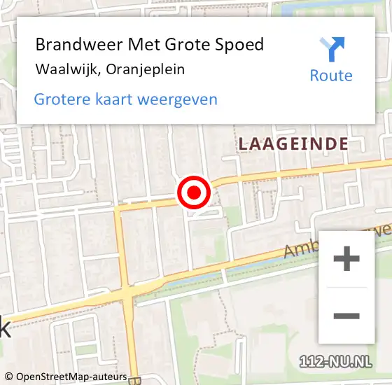Locatie op kaart van de 112 melding: Brandweer Met Grote Spoed Naar Waalwijk, Oranjeplein op 22 november 2018 12:12