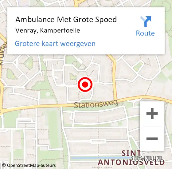 Locatie op kaart van de 112 melding: Ambulance Met Grote Spoed Naar Venray, Kamperfoelie op 22 november 2018 12:20