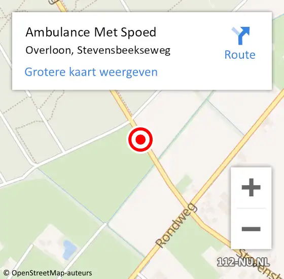 Locatie op kaart van de 112 melding: Ambulance Met Spoed Naar Overloon, Stevensbeekseweg op 22 november 2018 13:06