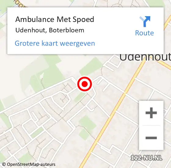 Locatie op kaart van de 112 melding: Ambulance Met Spoed Naar Udenhout, Boterbloem op 22 november 2018 13:45
