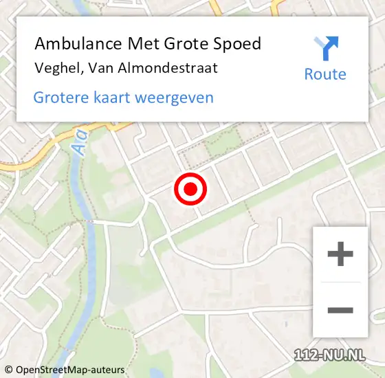 Locatie op kaart van de 112 melding: Ambulance Met Grote Spoed Naar Veghel, Van Almondestraat op 25 september 2013 13:55